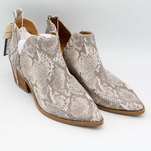 White Snake Print Ankle Boots - 10